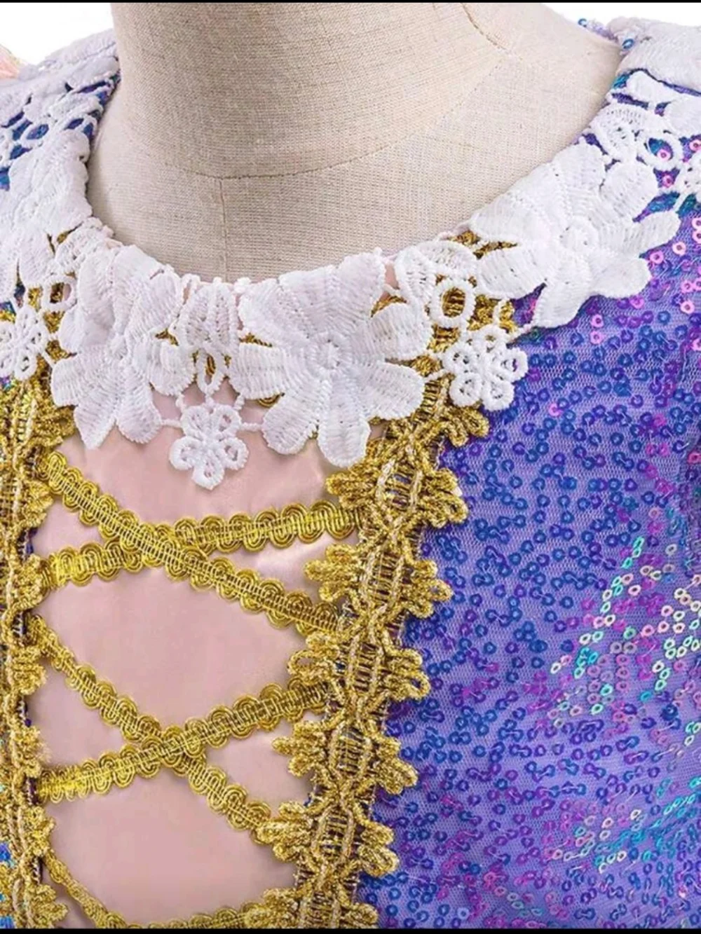 Lavender Princess Costume Dress with Gold Trim - Kids